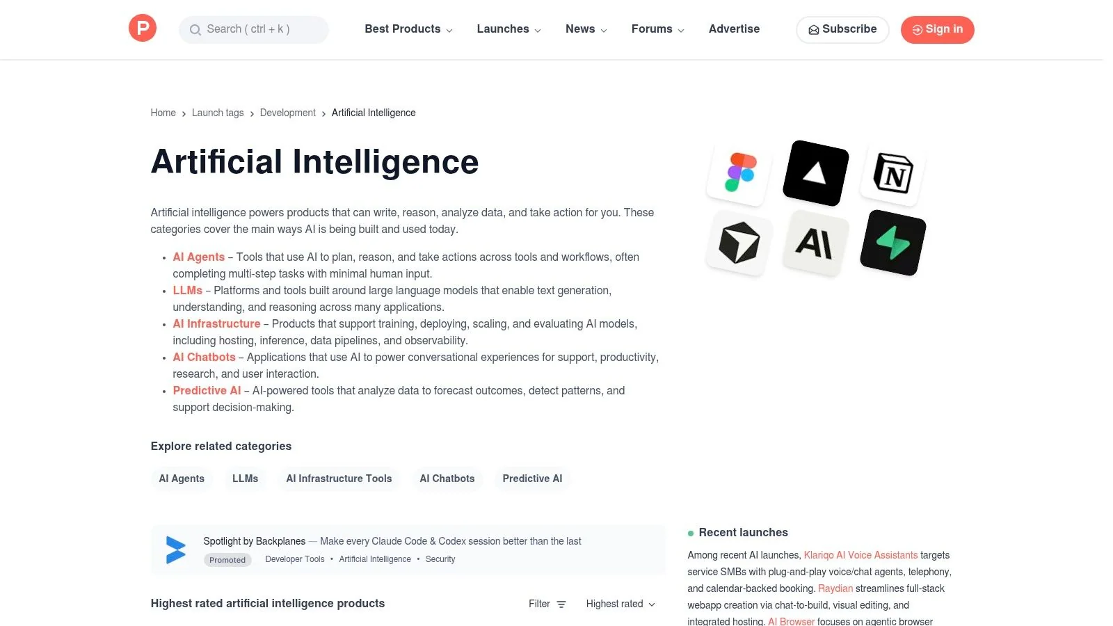Product Hunt, Artificial Intelligence topic