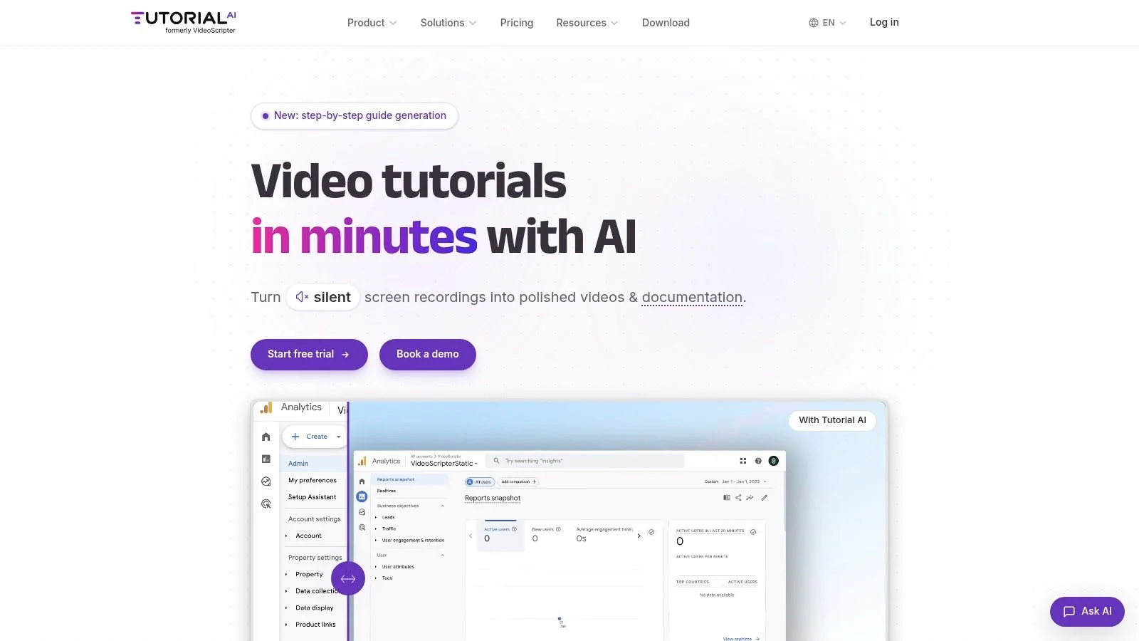 Screenshot from https://www.tutorial.ai
