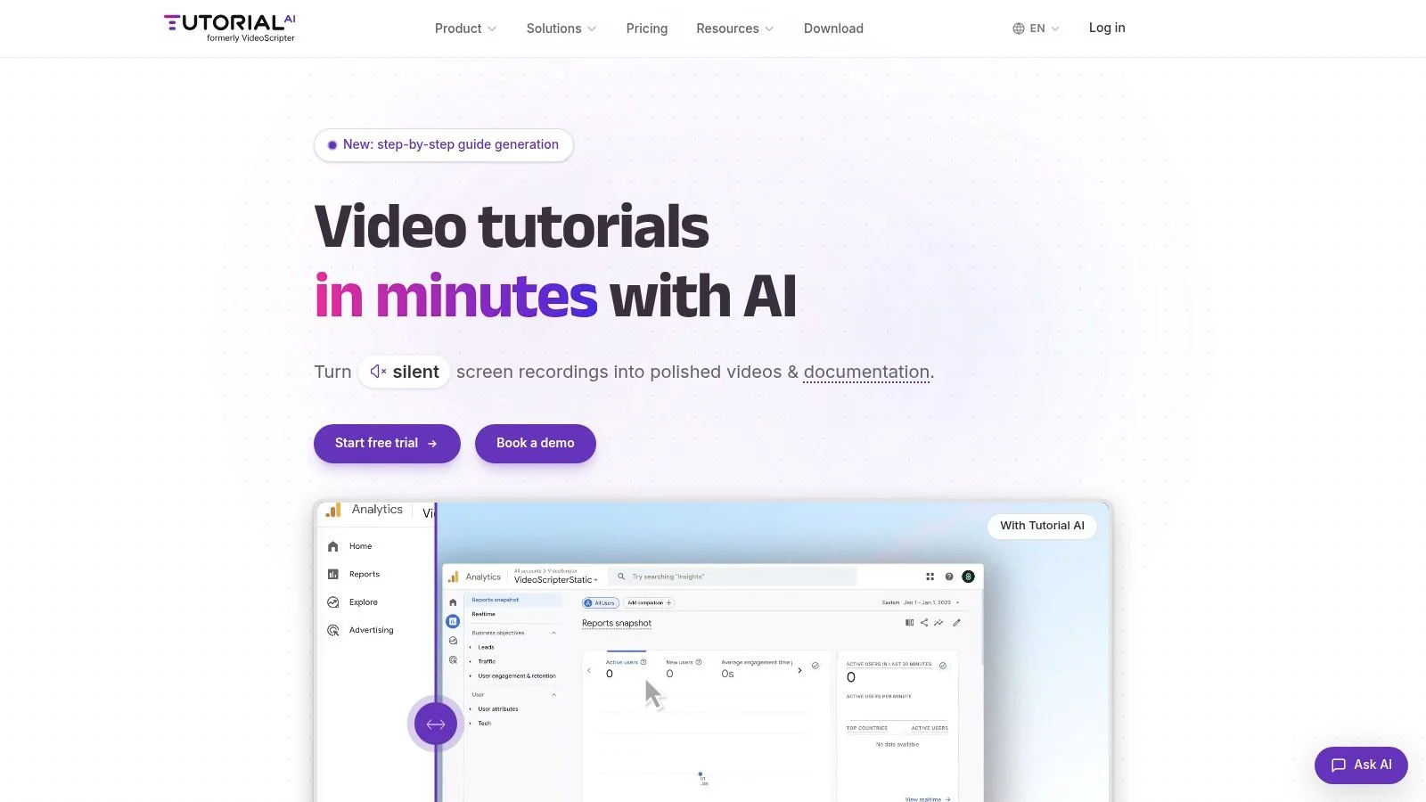 Screenshot from https://www.tutorial.ai