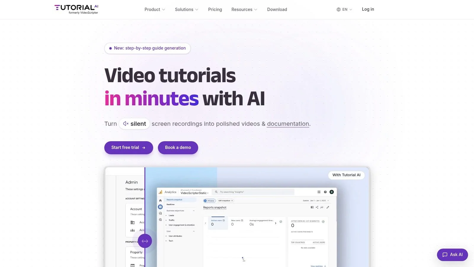 Screenshot from https://www.tutorial.ai