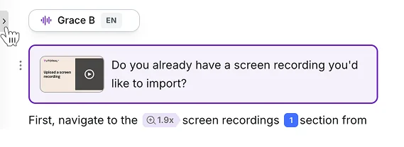 Chevron button at the far left of the script editor that opens the Sync Markers rail