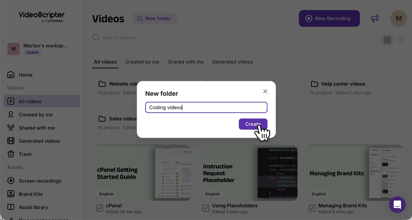 Organize a growing library of training videos