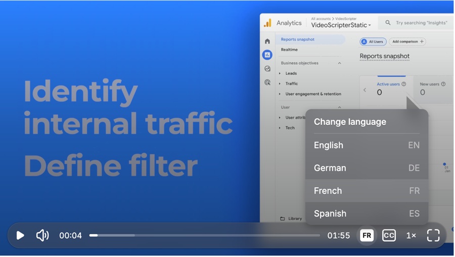 One multilingual embed player with an in-player language switcher